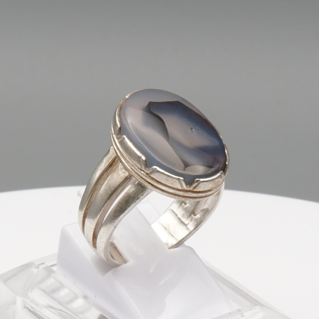 925 Silber Herrenring mit Jemen Achat - Aqeeq Yamani
