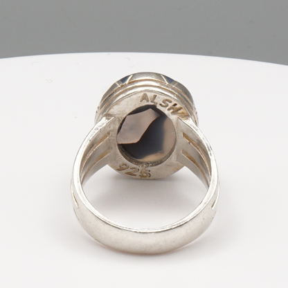 925 Silber Herrenring mit Jemen Achat - Aqeeq Yamani