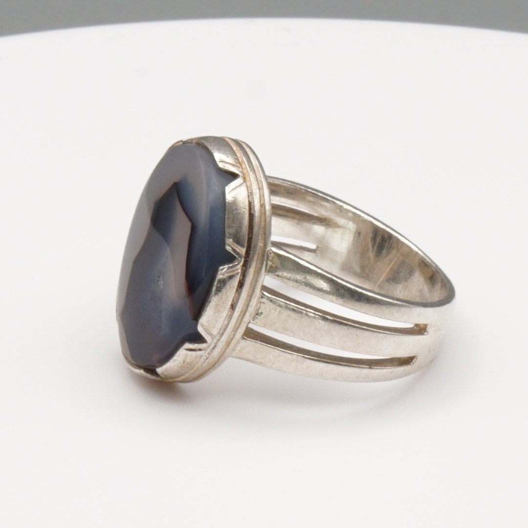 925 Silber Herrenring mit Jemen Achat - Aqeeq Yamani