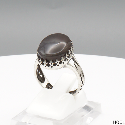 925 Silber Herrenring mit echtem Jemen Achat - Aqeeq Yamani