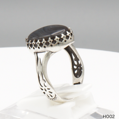 925 Silber Herrenring mit echtem Jemen Achat - Aqeeq Yamani
