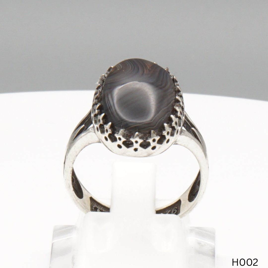 925 Silber Herrenring mit echtem Jemen Achat - Aqeeq Yamani