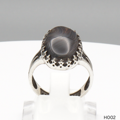 925 Silber Herrenring mit echtem Jemen Achat - Aqeeq Yamani