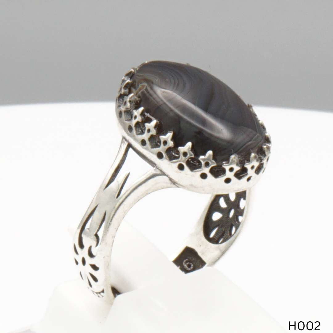 925 Silber Herrenring mit echtem Jemen Achat - Aqeeq Yamani