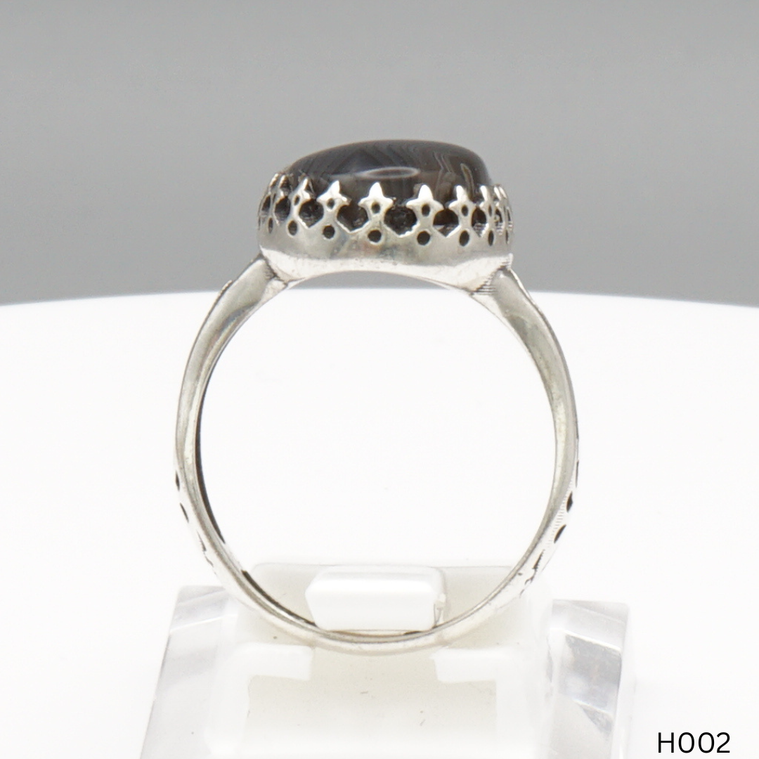 925 Silber Herrenring mit echtem Jemen Achat - Aqeeq Yamani