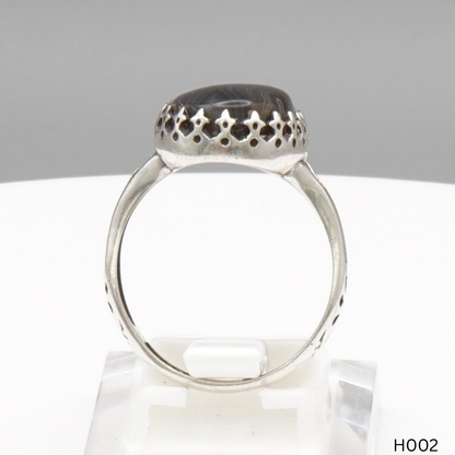 925 Silber Herrenring mit echtem Jemen Achat - Aqeeq Yamani