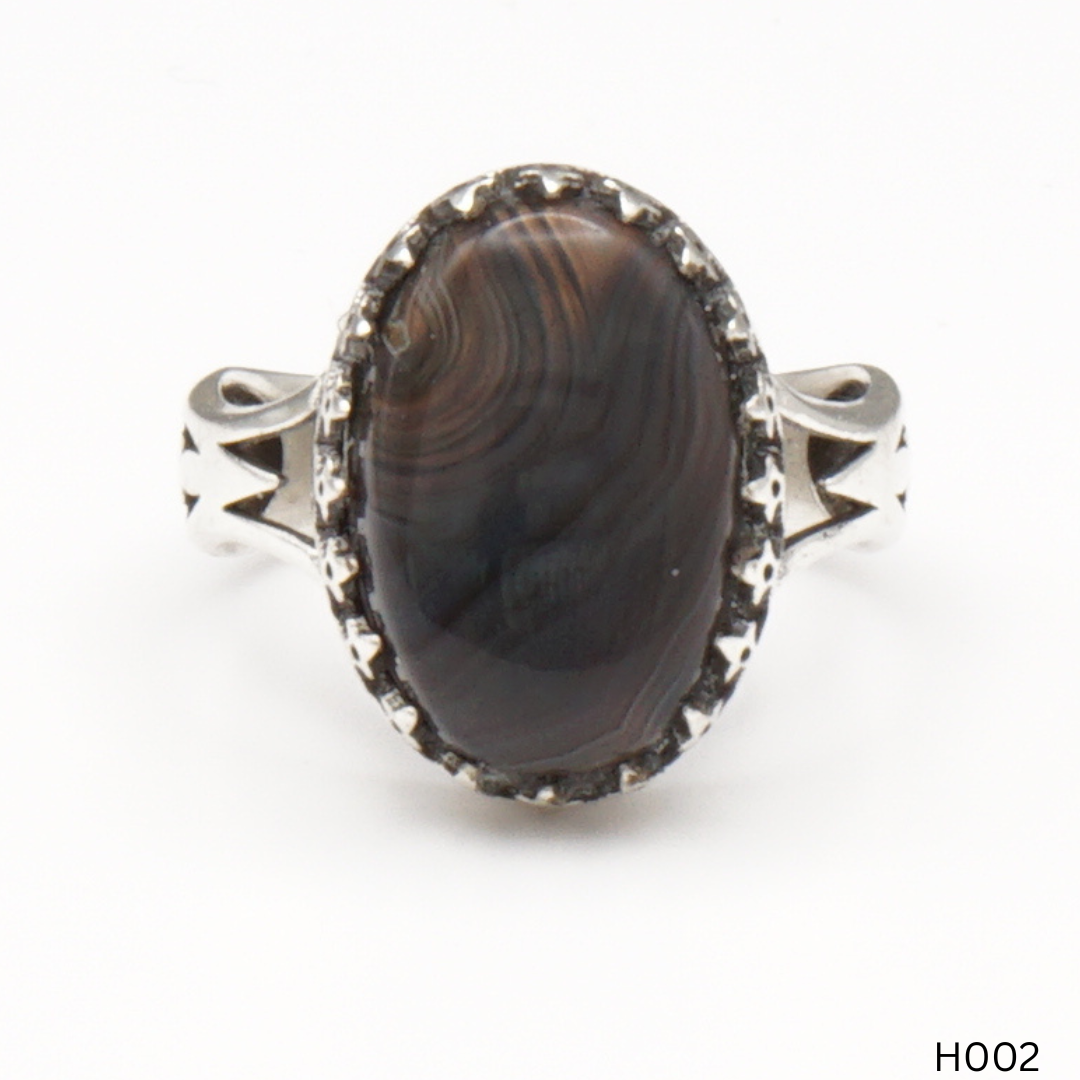 925 Silber Herrenring mit echtem Jemen Achat - Aqeeq Yamani