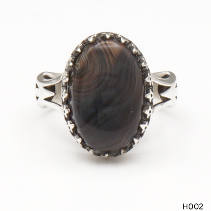 925 Silber Herrenring mit echtem Jemen Achat - Aqeeq Yamani