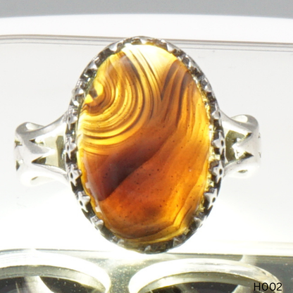 925 Silber Herrenring mit echtem Jemen Achat - Aqeeq Yamani