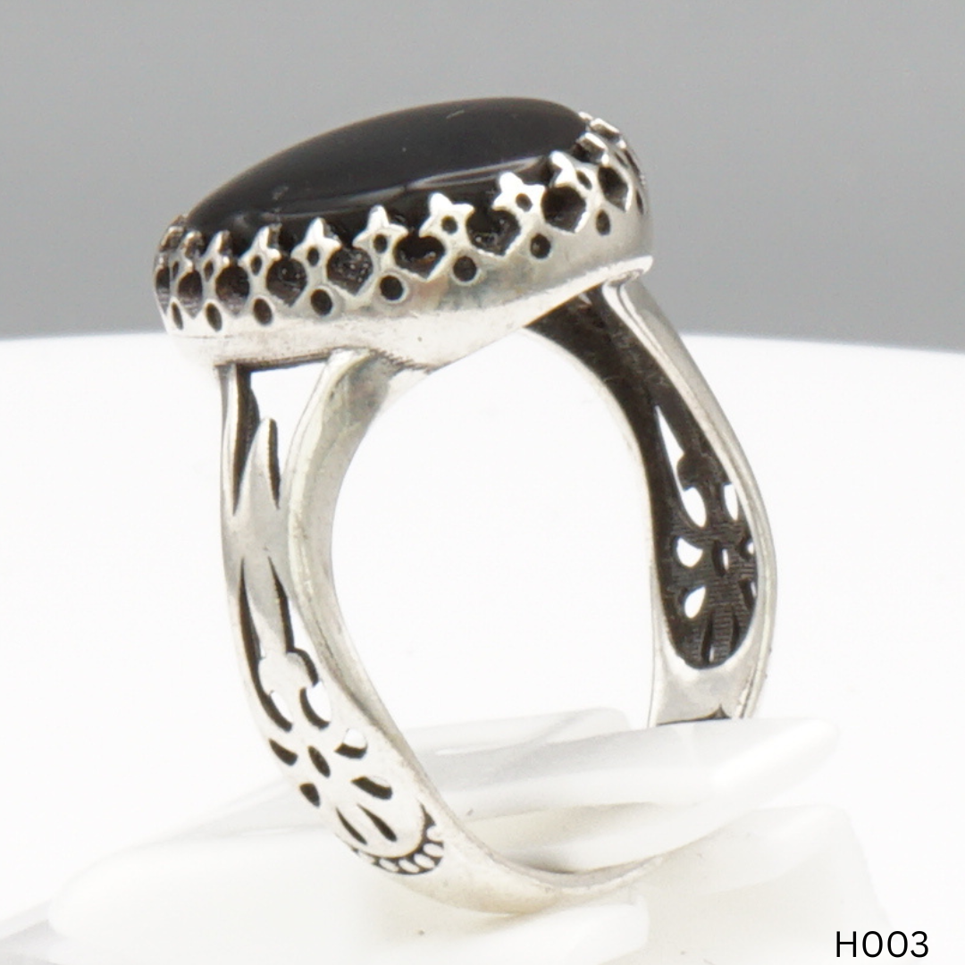 925 Silber Herrenring mit echtem Jemen Achat - Aqeeq Yamani