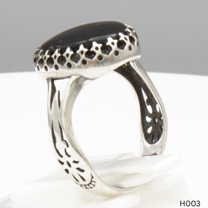 925 Silber Herrenring mit echtem Jemen Achat - Aqeeq Yamani