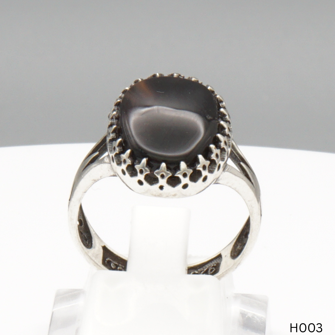 925 Silber Herrenring mit echtem Jemen Achat - Aqeeq Yamani