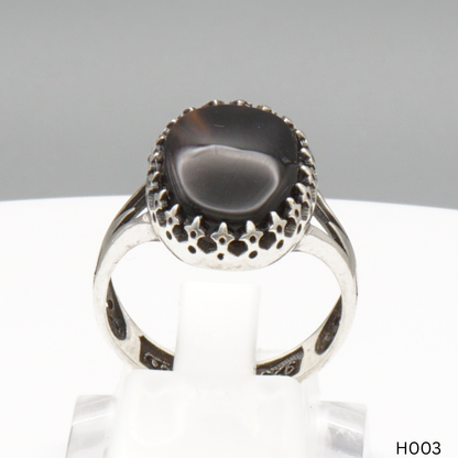 925 Silber Herrenring mit echtem Jemen Achat - Aqeeq Yamani