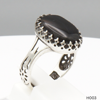 925 Silber Herrenring mit echtem Jemen Achat - Aqeeq Yamani