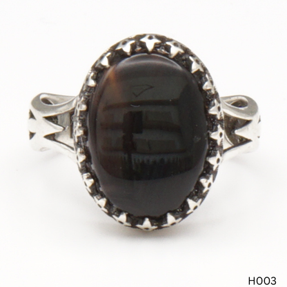 925 Silber Herrenring mit echtem Jemen Achat - Aqeeq Yamani