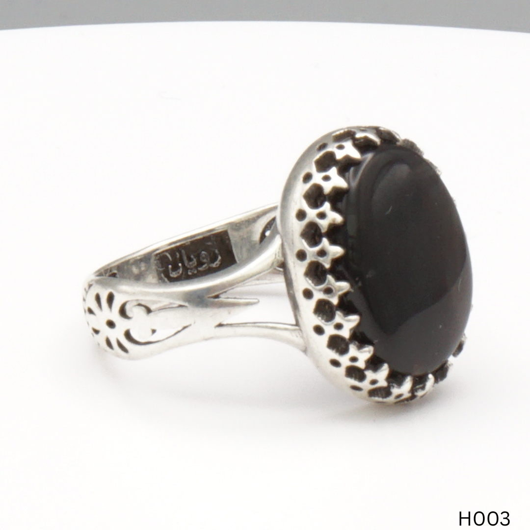 925 Silber Herrenring mit echtem Jemen Achat - Aqeeq Yamani