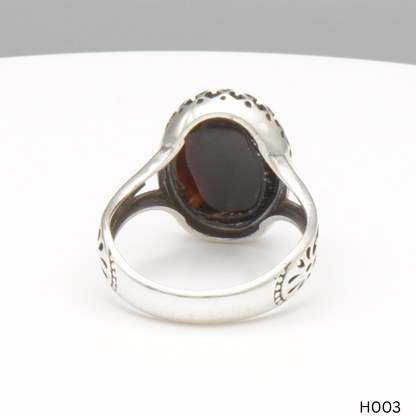 925 Silber Herrenring mit echtem Jemen Achat - Aqeeq Yamani
