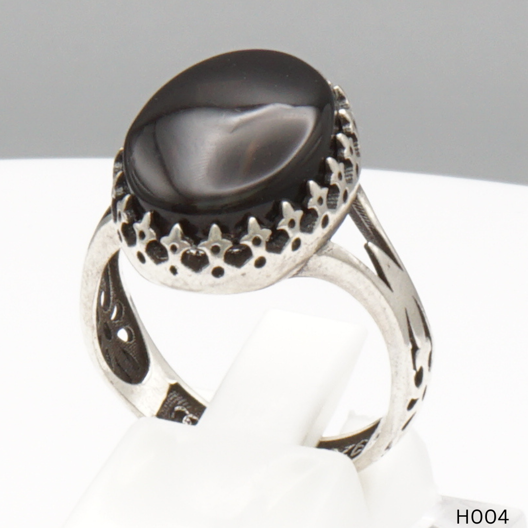 925 Silber Herrenring mit echtem Jemen Achat - Aqeeq Yamani