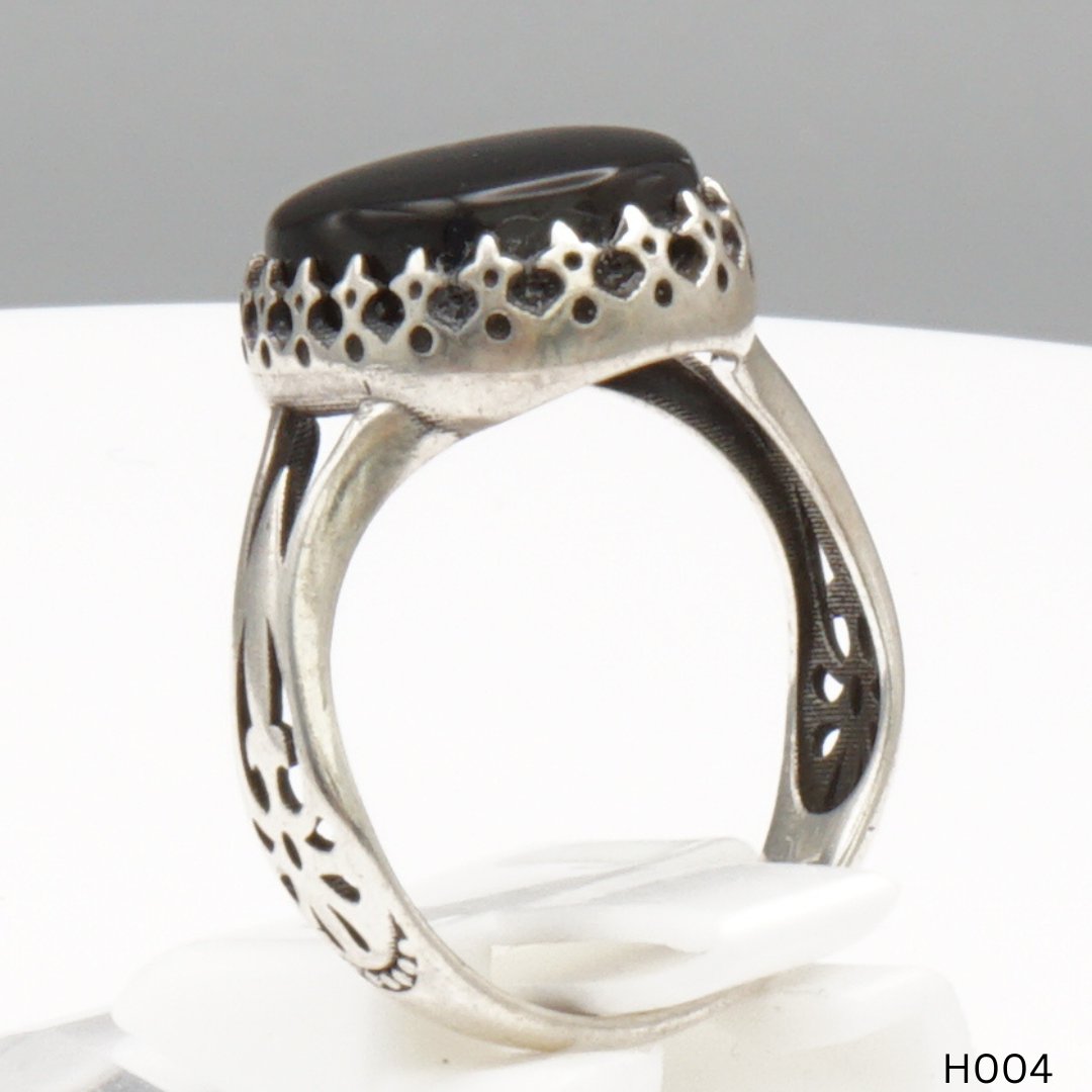 925 Silber Herrenring mit echtem Jemen Achat - Aqeeq Yamani