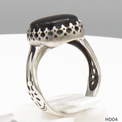 925 Silber Herrenring mit echtem Jemen Achat - Aqeeq Yamani