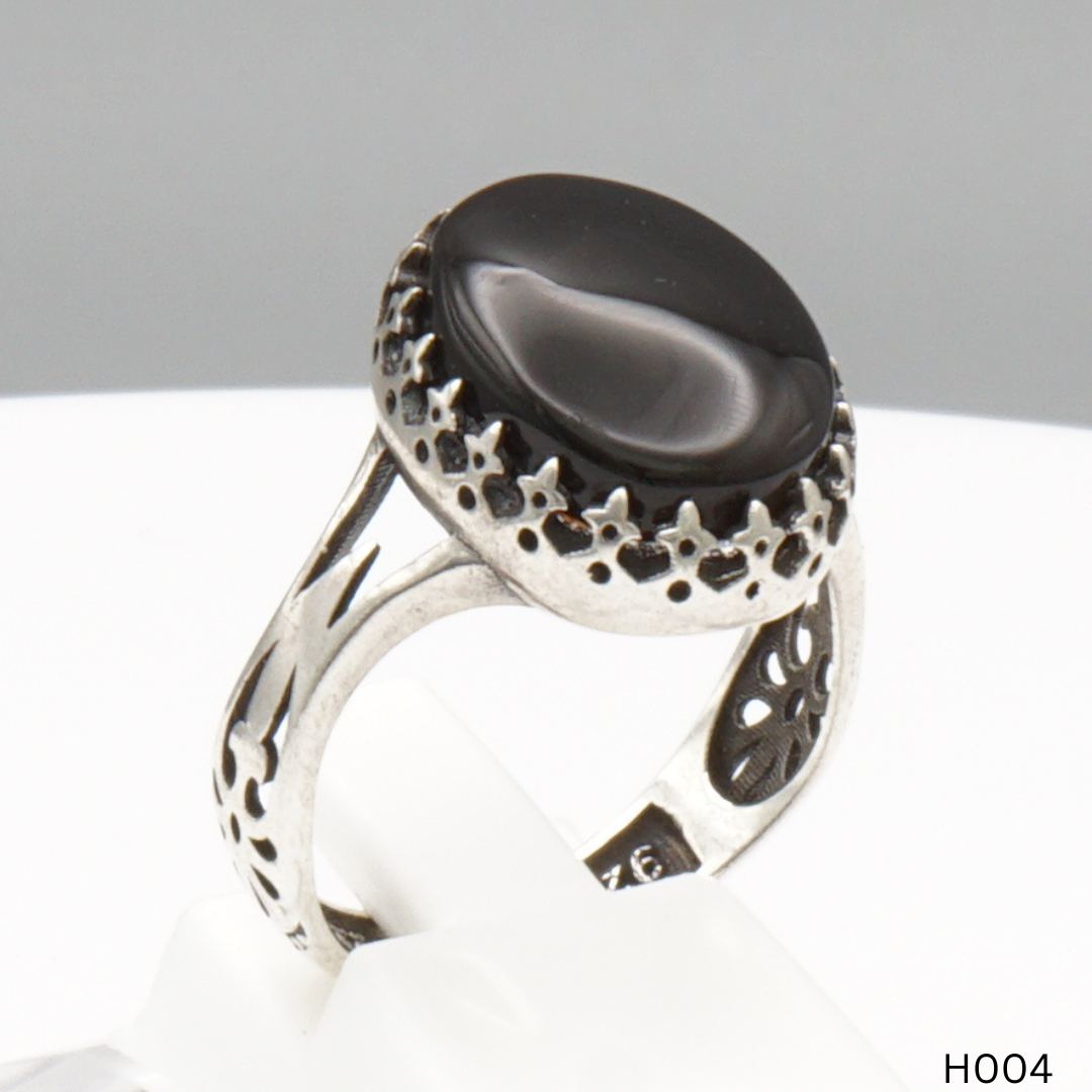 925 Silber Herrenring mit echtem Jemen Achat - Aqeeq Yamani