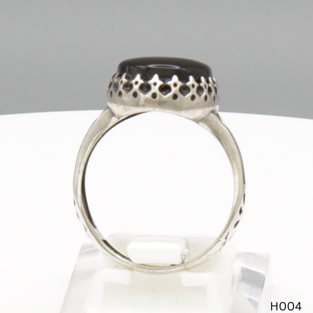 925 Silber Herrenring mit echtem Jemen Achat - Aqeeq Yamani