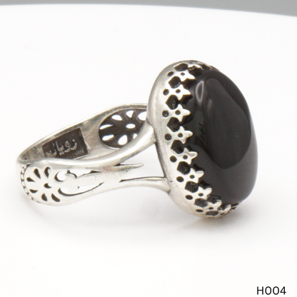 925 Silber Herrenring mit echtem Jemen Achat - Aqeeq Yamani