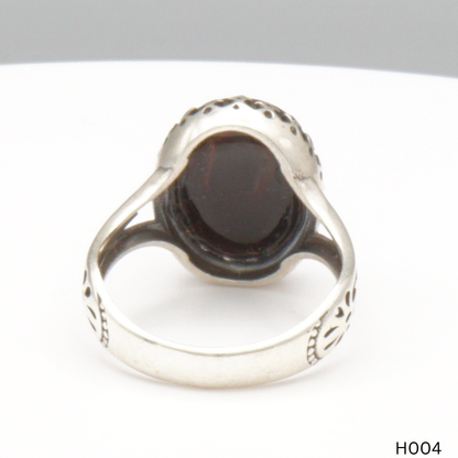 925 Silber Herrenring mit echtem Jemen Achat - Aqeeq Yamani