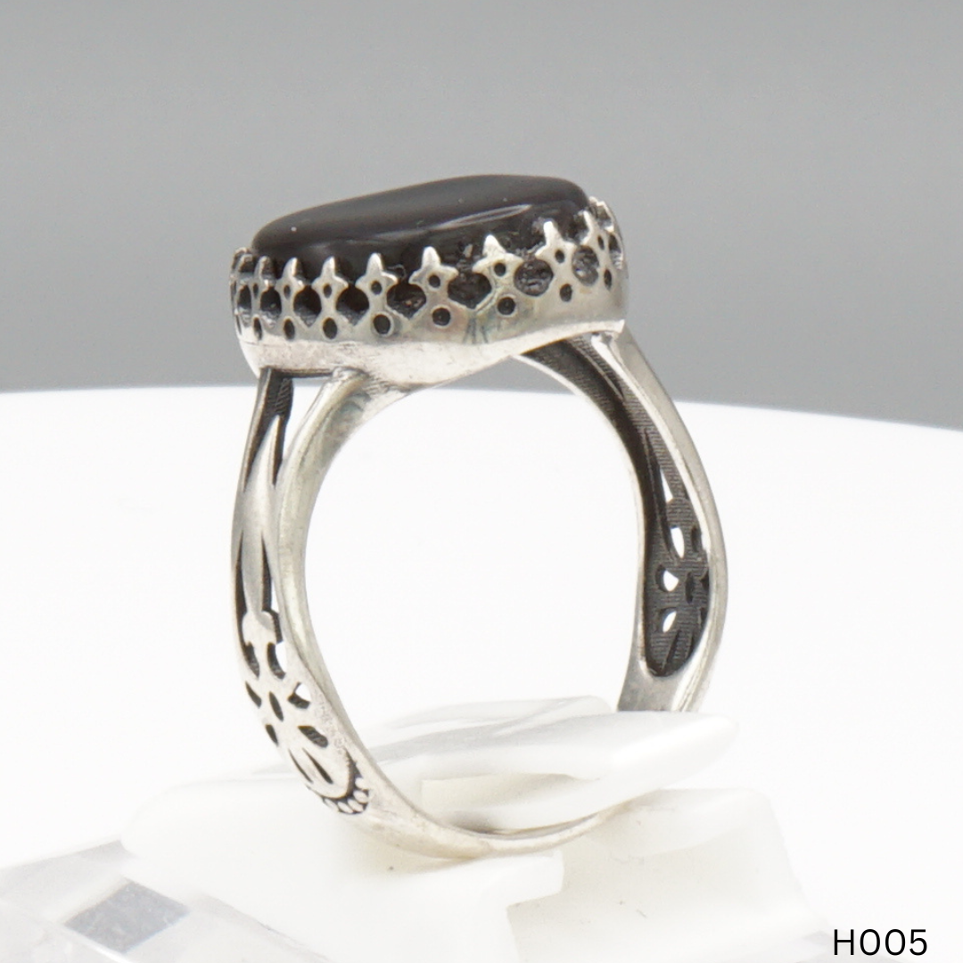 925 Silber Herrenring mit echtem Jemen Achat - Aqeeq Yamani
