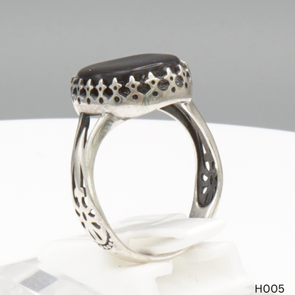 925 Silber Herrenring mit echtem Jemen Achat - Aqeeq Yamani