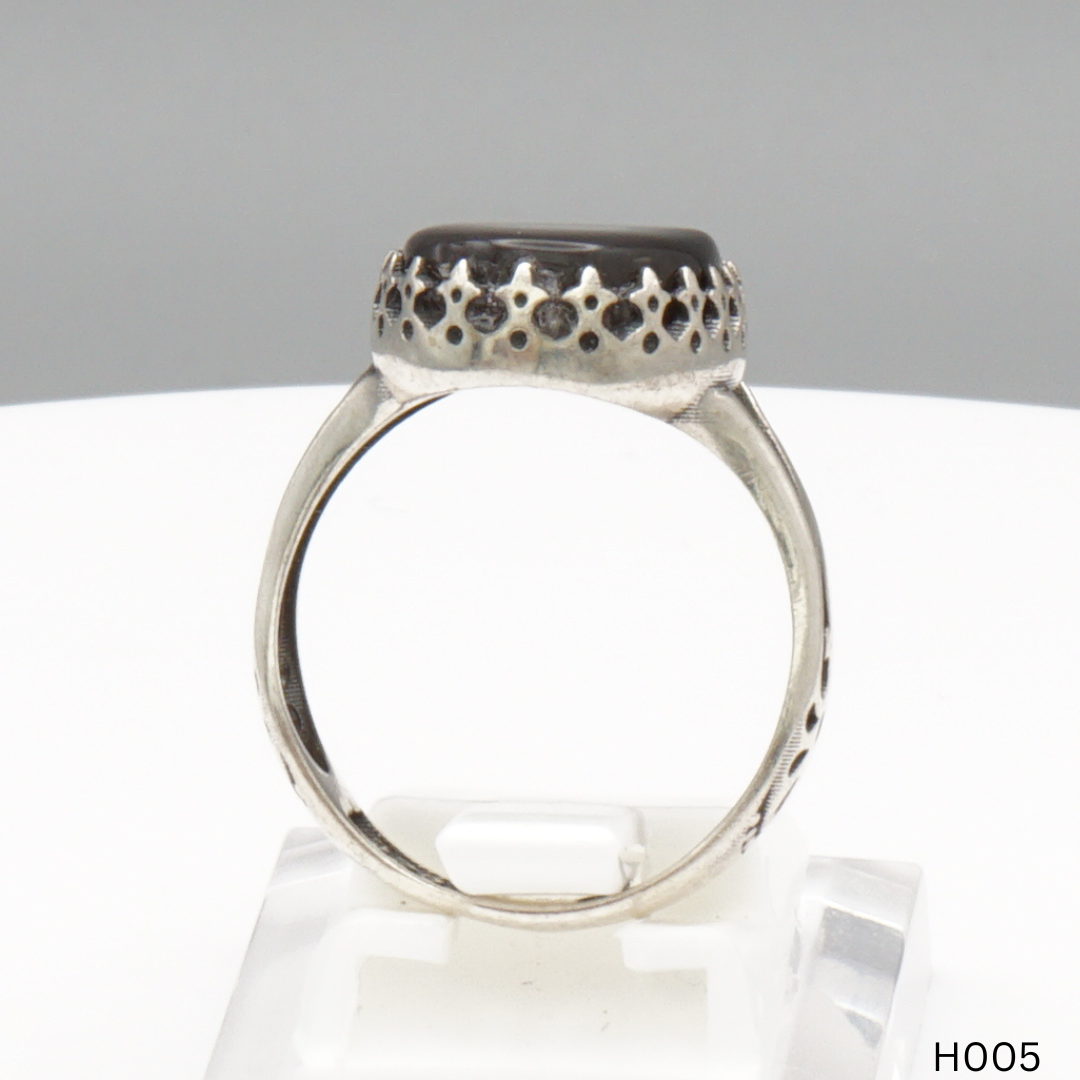 925 Silber Herrenring mit echtem Jemen Achat - Aqeeq Yamani