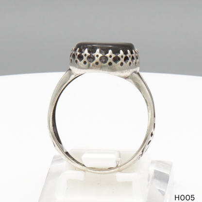 925 Silber Herrenring mit echtem Jemen Achat - Aqeeq Yamani
