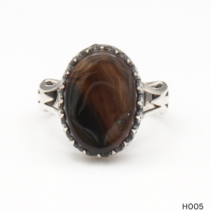 925 Silber Herrenring mit echtem Jemen Achat - Aqeeq Yamani