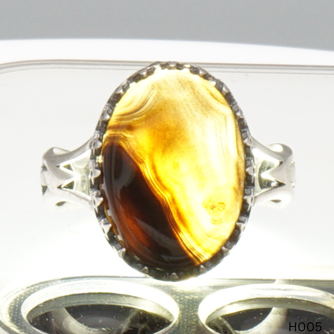 925 Silber Herrenring mit echtem Jemen Achat - Aqeeq Yamani