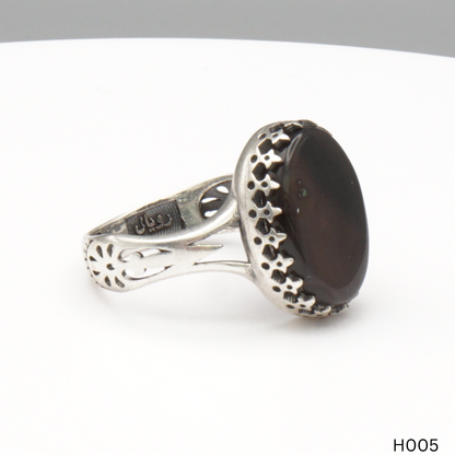 925 Silber Herrenring mit echtem Jemen Achat - Aqeeq Yamani