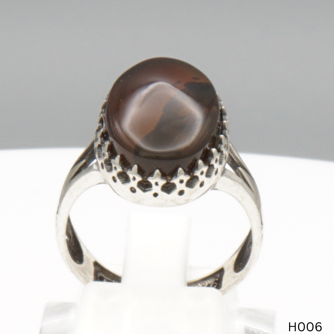 925 Silber Herrenring mit echtem Jemen Achat - Aqeeq Yamani