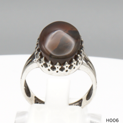 925 Silber Herrenring mit echtem Jemen Achat - Aqeeq Yamani