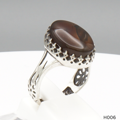 925 Silber Herrenring mit echtem Jemen Achat - Aqeeq Yamani