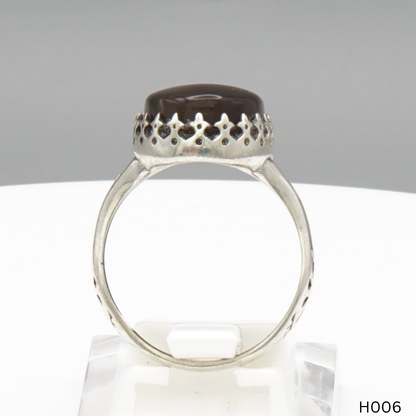 925 Silber Herrenring mit echtem Jemen Achat - Aqeeq Yamani