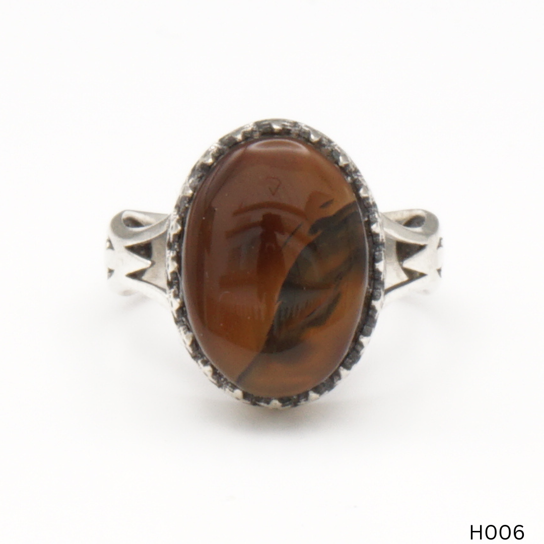 925 Silber Herrenring mit echtem Jemen Achat - Aqeeq Yamani