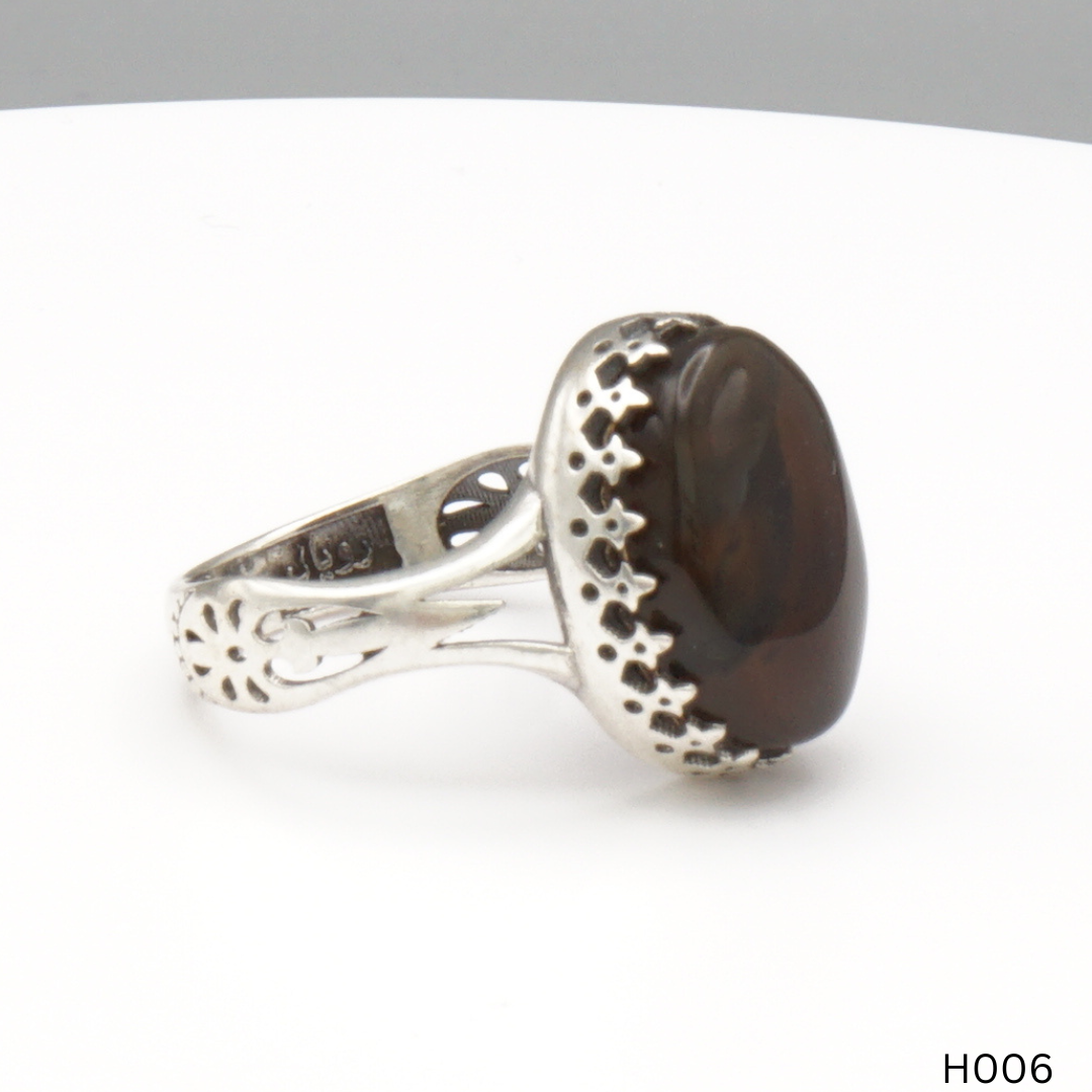 925 Silber Herrenring mit echtem Jemen Achat - Aqeeq Yamani