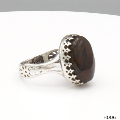 925 Silber Herrenring mit echtem Jemen Achat - Aqeeq Yamani