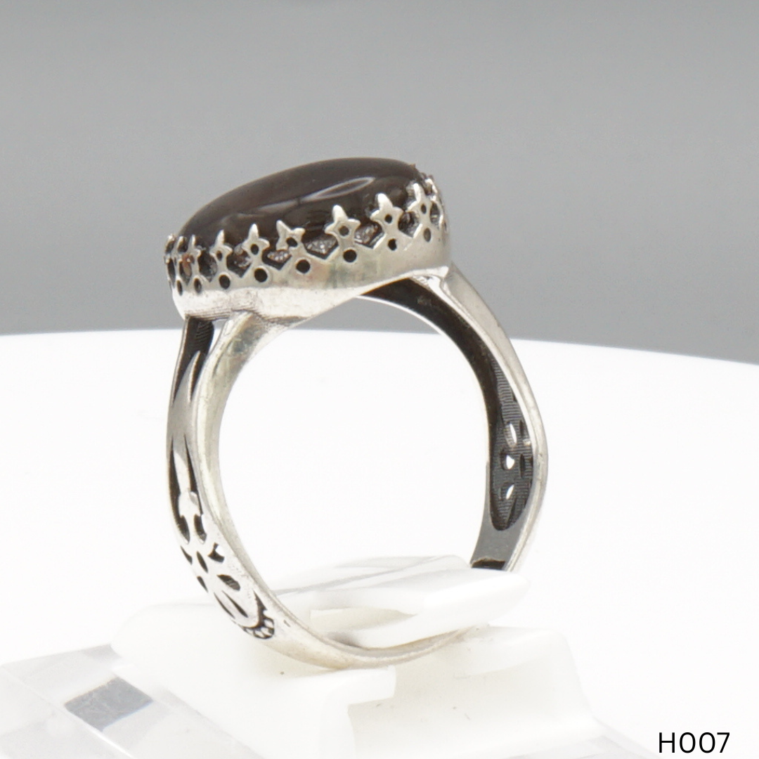 925 Silber Herrenring mit echtem Jemen Achat - Aqeeq Yamani