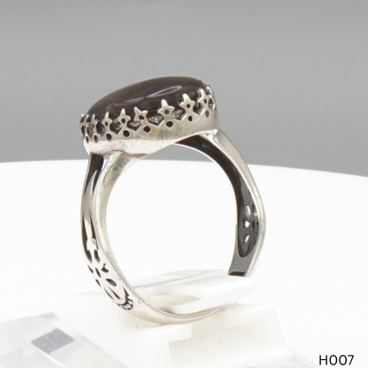 925 Silber Herrenring mit echtem Jemen Achat - Aqeeq Yamani