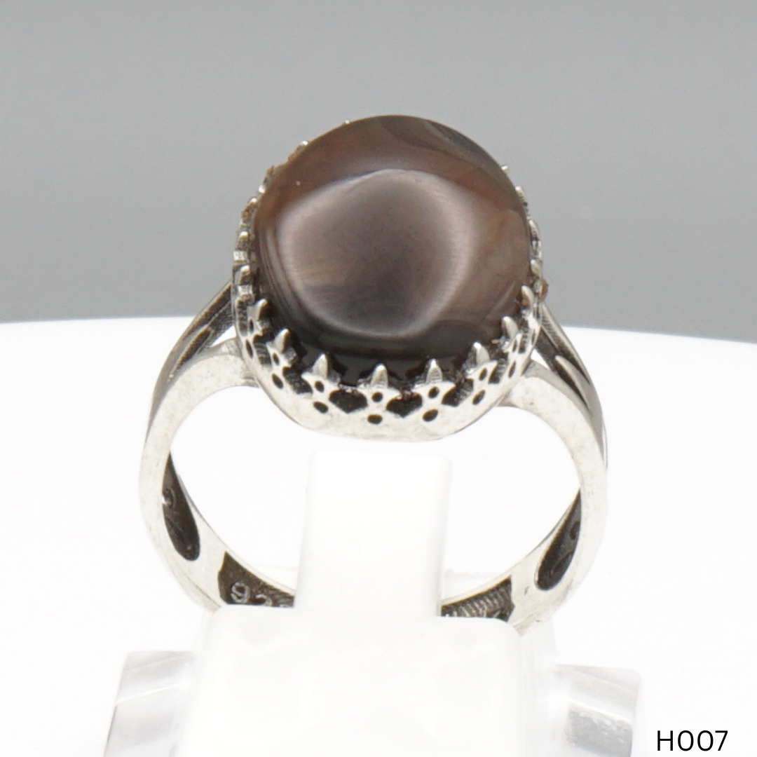 925 Silber Herrenring mit echtem Jemen Achat - Aqeeq Yamani