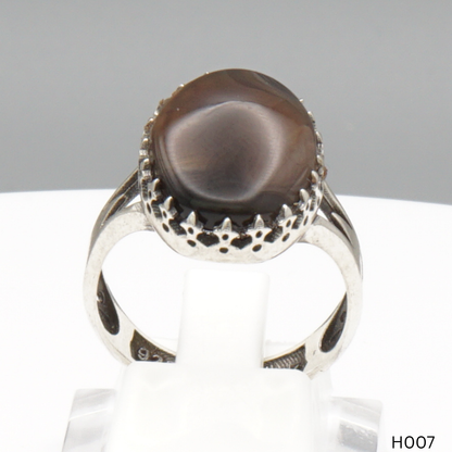 925 Silber Herrenring mit echtem Jemen Achat - Aqeeq Yamani