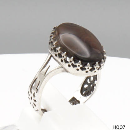 925 Silber Herrenring mit echtem Jemen Achat - Aqeeq Yamani