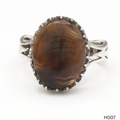 925 Silber Herrenring mit echtem Jemen Achat - Aqeeq Yamani