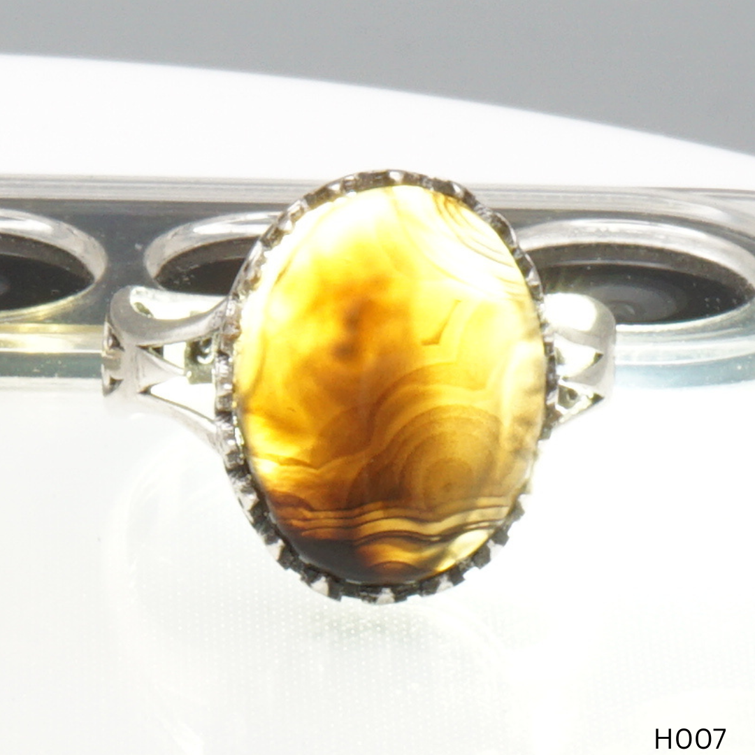 925 Silber Herrenring mit echtem Jemen Achat - Aqeeq Yamani