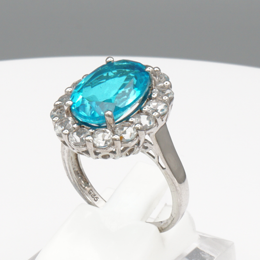 925 Silber Damenring – Blautopas